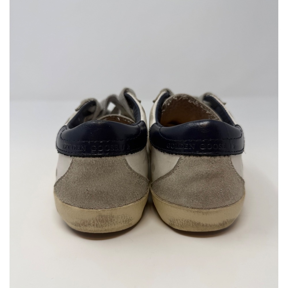 Golden Goose Kids Super-Star Leather Sneakers White Navy Blue Suede Star Size 32 - Picture 5 of 7